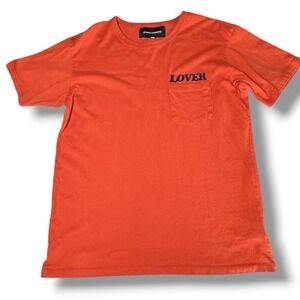 Bianca Chandon Lover Pocket T-Shirt Mens Medium Orange Velvet Graphic Streetwear